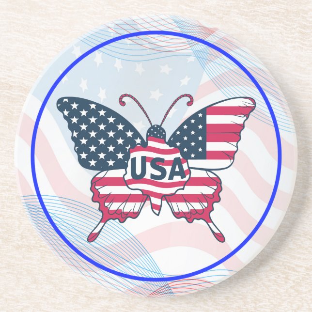 Papper Underlägg av amerikansk Flagga Butterfly De (Framsidan)