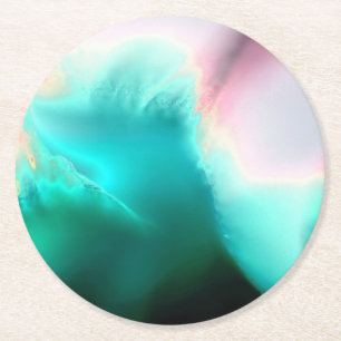 Papper Underlägg av Aqua Wave Abstrakt Art Rund