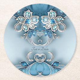 Papper Underlägg av blå ornerad Blommigt Rund