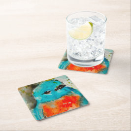 Papper Underlägg av blått fågelvatten Kvadrat