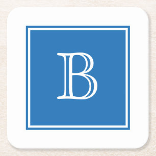 Papper Underlägg av blått kvadratisk monogram Kvadrat