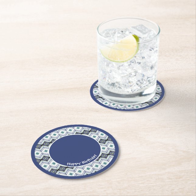 Papper Underlägg av blått och Grattis på födelseda (Insitu)