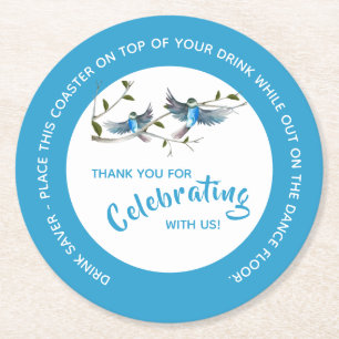 Papper Underlägg av Blue Bird of Happity Drink Sav Rund