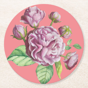 Papper Underlägg av Camellia Ro Garden Flowers Rou Rund