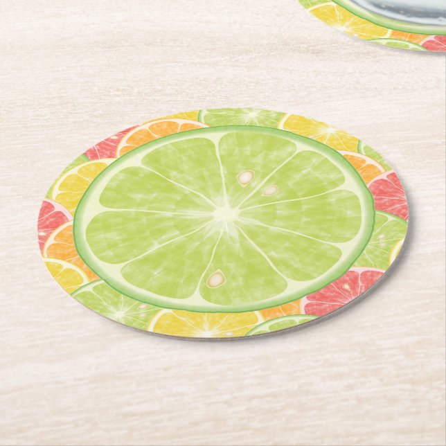 Papper Underlägg av Citrus Slices Round (Vinklad)