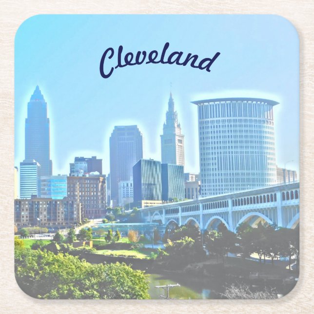 Papper Underlägg av Cleveland Blue God-morgon Kvadrat (Framsidan)