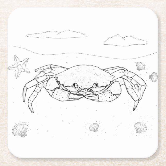 Papper Underlägg av Crab-Vuxen Kvadrat (Framsidan)