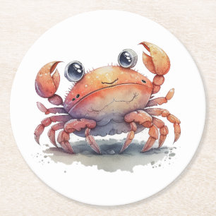 Papper Underlägg av Cute Crab Round Rund