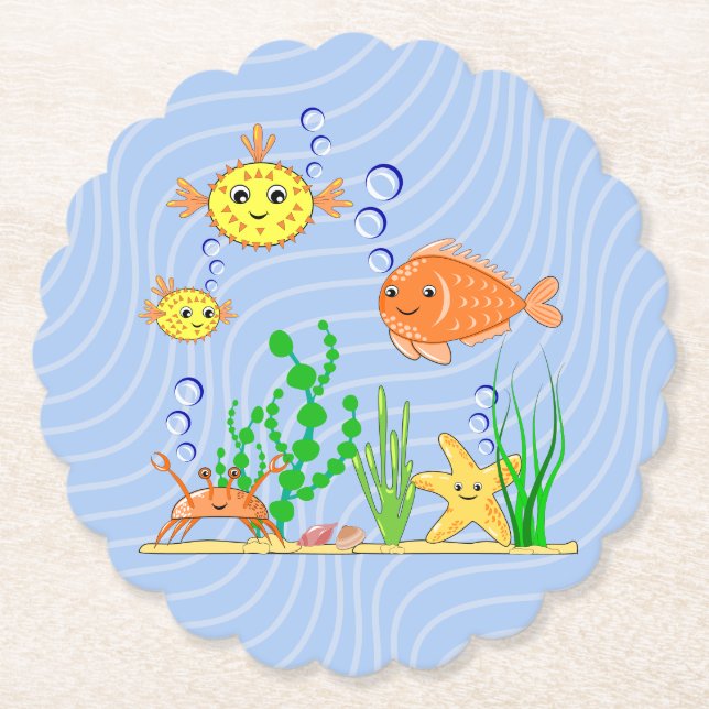 Papper Underlägg av Cute Sea Life (Framsida)