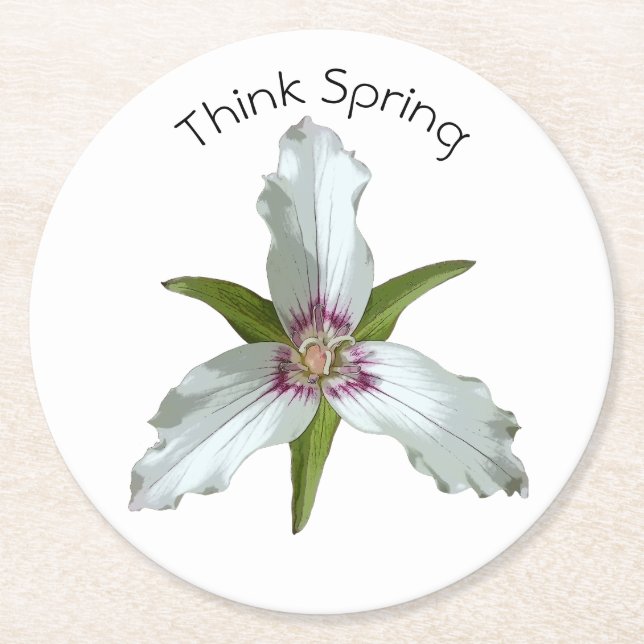 Papper Underlägg av färgat Trillium Vår Wildblomma (Framsidan)