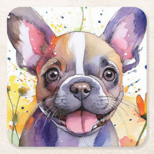 Papper Underlägg av fransk Bulldog Kvadrat