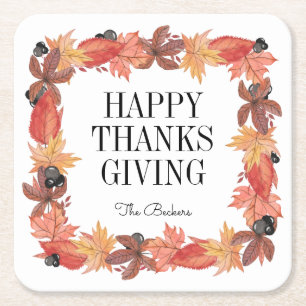 Papper Underlägg av höst löv Thanksgiving Kvadrat