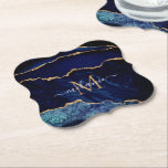 Papper Underlägg av marinblått Guld Monogram Namn<br><div class="desc">Pappra Underlägg med Monogram Namn Agate Navy Blue Guld Gemstone Marble Geode Glitter Gnistra Personlig Birthday - Annibröllopsdag eller Bröllop Gift / Supparly - Add Your Brev / Namn - Text or Remove - make Your Speciell Underlägg Gift - Resize and move or remove and add text / inslag with...</div>