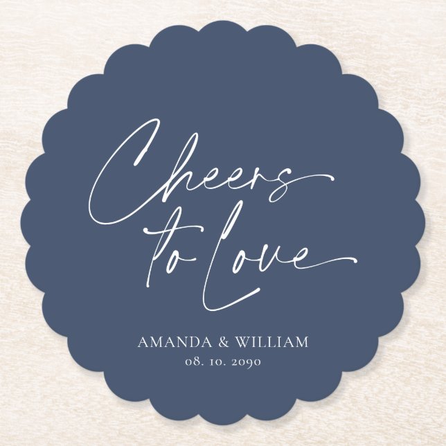 Papper Underlägg av minimalistisk marin Bröllop (Framsida)