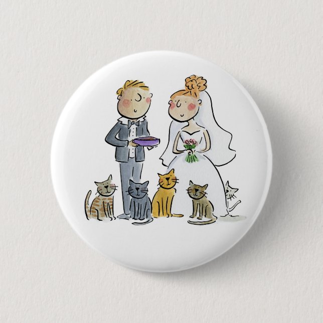 Papper Underlägg av par i bröllop Knapp (Framsida)