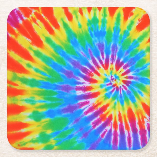 Papper Underlägg av regnbåge Spiral Tie Dye Square (Framsidan)