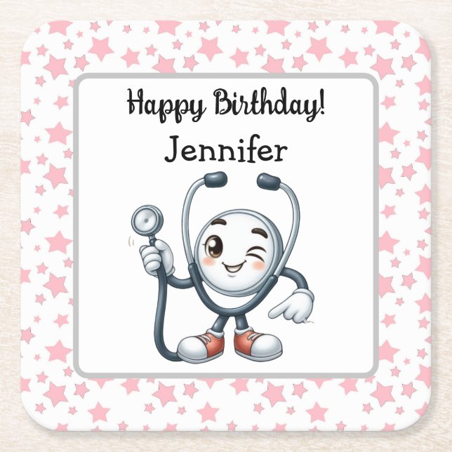 Papper Underlägg av sjuksköterskeFödelsedagsfest (Framsidan)