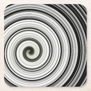 Papper Underlägg av svart och vitt spiral Kvadrat