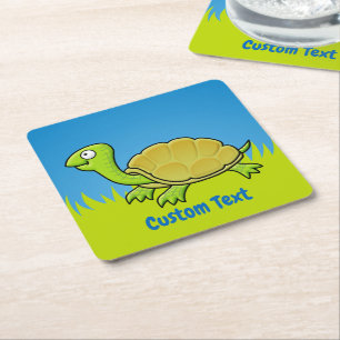 Papper Underlägg av tecknad Turtle Square Kvadrat