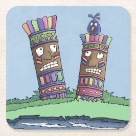 Papper Underlägg av Tiki Bird Plum Square Kvadrat