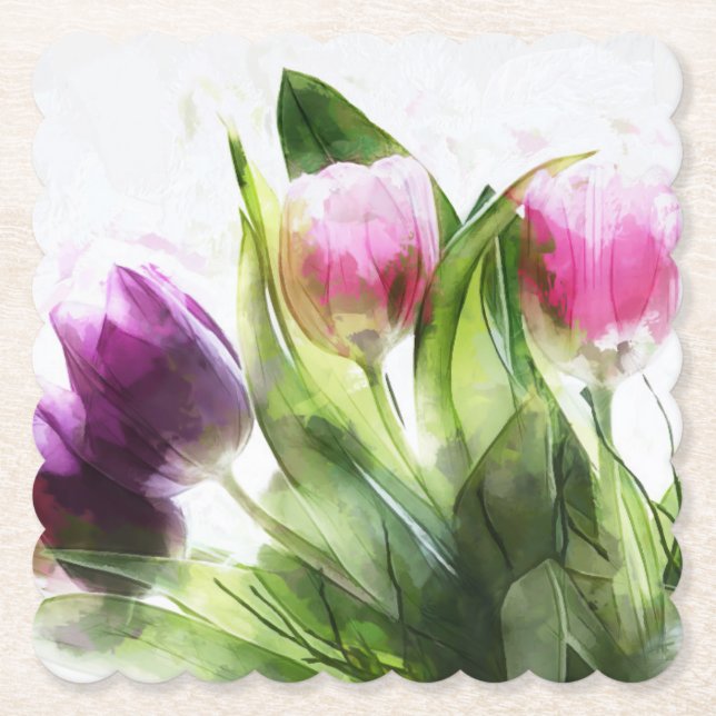 Papper Underlägg av vår Watercolor Lila blommor (Framsida)