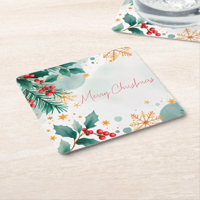 Papper Underlägg av vattenfärgen God jul Kvadrat (Vinklad)