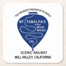 Papper Underlägg Crookedest Railroad Mt Tamalpais Kvadrat