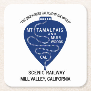 Papper Underlägg Crookedest Railroad Mt Tamalpais Kvadrat