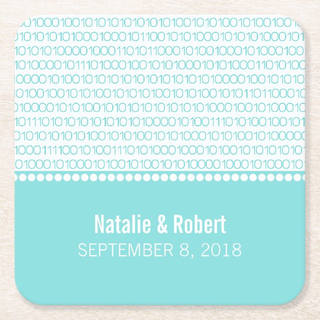 Papper Underlägg för Aqua Geek Chic Binary Code  Kvadrat (Framsidan)