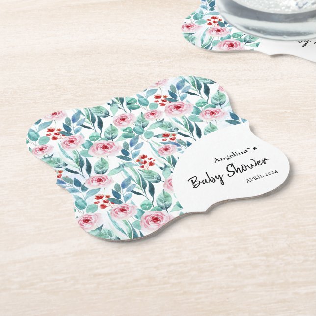Papper Underlägg för babydusch med söt design. (Vinklad)