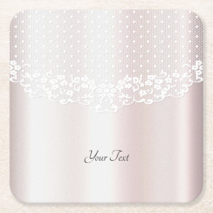 Papper Underlägg för elegant Vita Snöre Blommigt Kvadrat