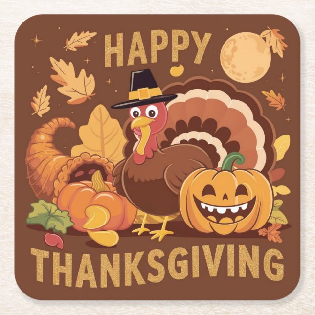 Papper Underlägg för höstskörden i happy thanksgiv (Framsidan)