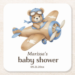 Papper Underlägg för nalle Pilot Pojke Shower Kvadrat