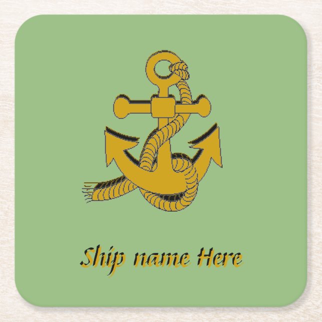 Papper Underlägg - Fraktens Golden Anchor och Namn Kvadrat (Framsidan)