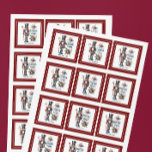 Papper Underlägg Fyrkantigt Klistermärke<br><div class="desc">Färgfull julnötskal med candy cane,  julgransretypografi och söt önskemål-dekoration. Anpassadets text.</div>
