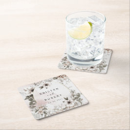 papper underlägg i bröllop på  blommigten i silver kvadrat