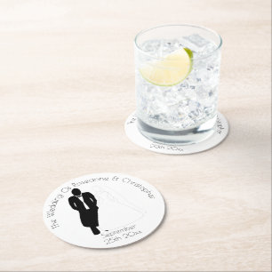 Papper Underlägg i Bröllop-rundan Bride Groom Rund