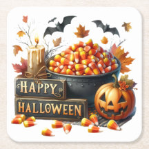 Papper Underlägg i Cute Happy halloween Candy corn