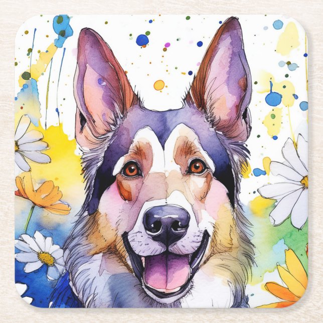 PAPPER UNDERLÄGG i GERMAN SHEPARD Kvadrat (Framsidan)