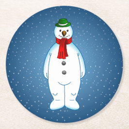 PAPPER UNDERLÄGG i GOD JUL SNÖGUBBE Rund