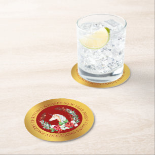 Papper underlägg i julklapp i gräns runt guld