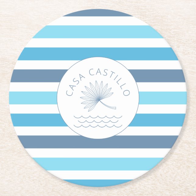 Papper Underlägg i personlig Blue Rand (Framsidan)