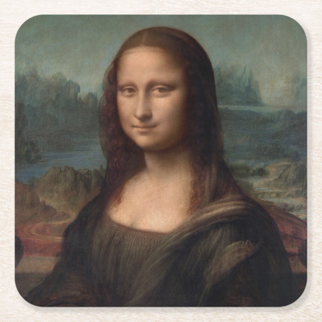 PAPPER UNDERLÄGG: LEONARDO DA VINCI: MONA LISA UNDERLÄGG PAPPER KVADRAT (Framsidan)