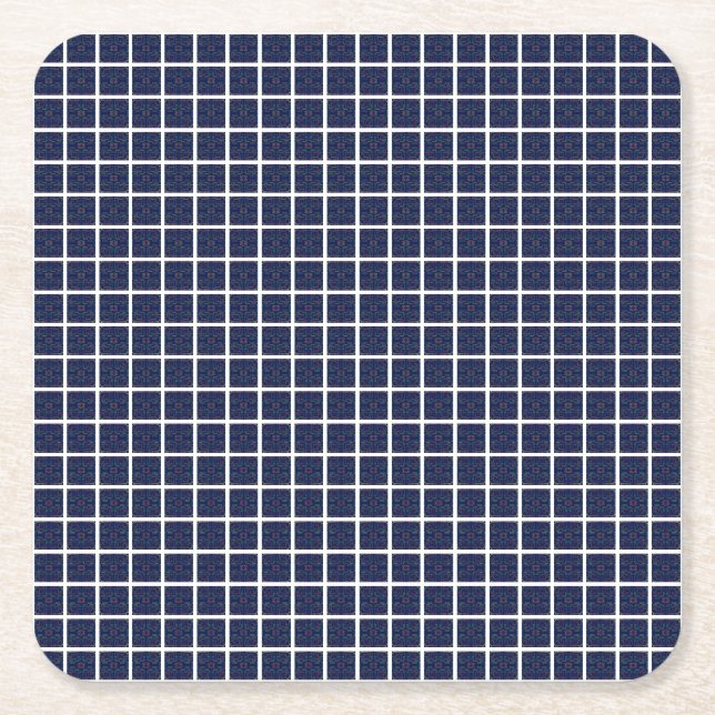 Papper Underlägg med blå fyrkanter (Framsidan)