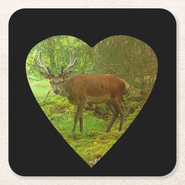 Papper Underlägg med försiktig röd Hjort Kvadrat (Framsidan)