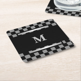 Papper Underlägg med monogrammad svart kontroll Kvadrat