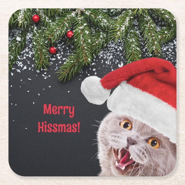 Papper Underlägg, Merry Hissmas Underlägg Papper Kvadrat (Framsidan)