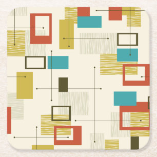 Papper Underlägg MID CENTURY MODERN Mönster-kvad Kvadrat