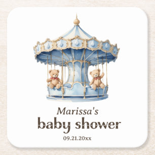 Papper Underlägg nalle Twin Boy Shower Kvadrat