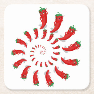 Papper Underlägg på Red Pepper Diva Spiral Square Kvadrat